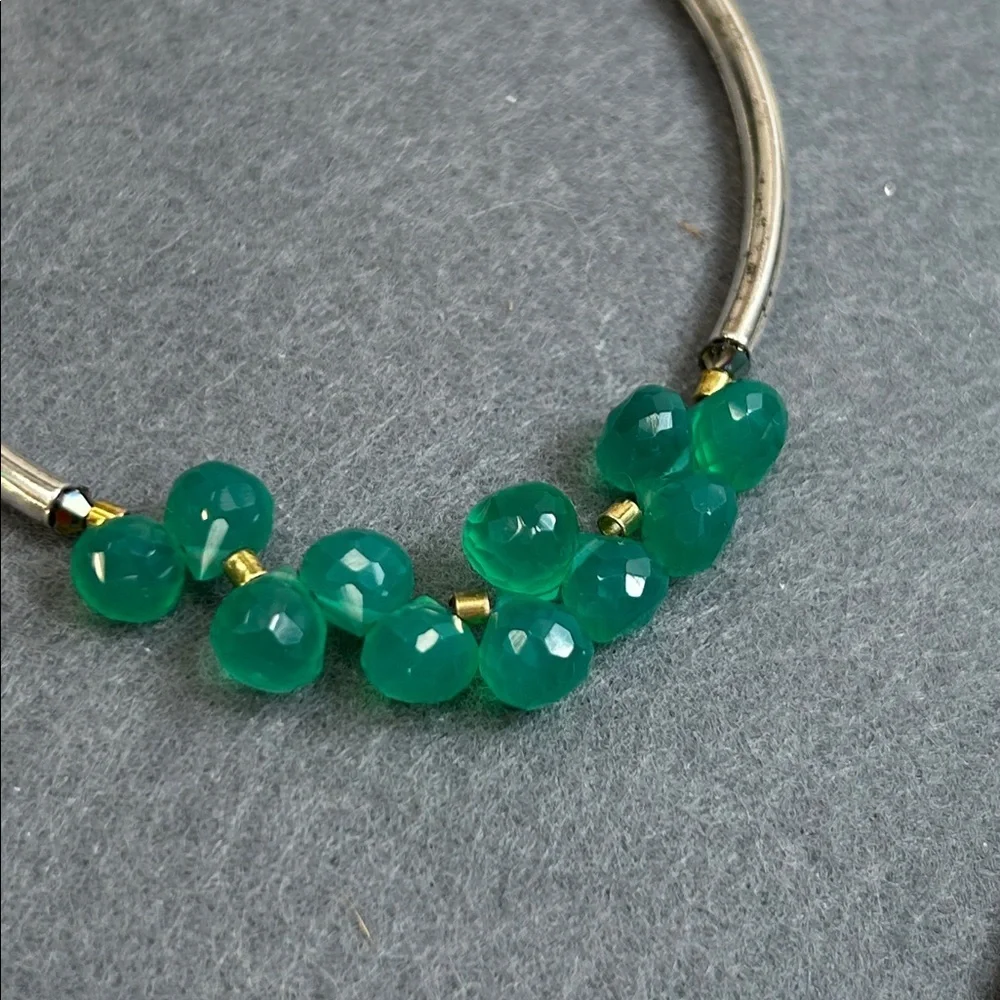 Elegant 925 Silver and Green Crystal Beaded Bracelet - Picture 4 of 6